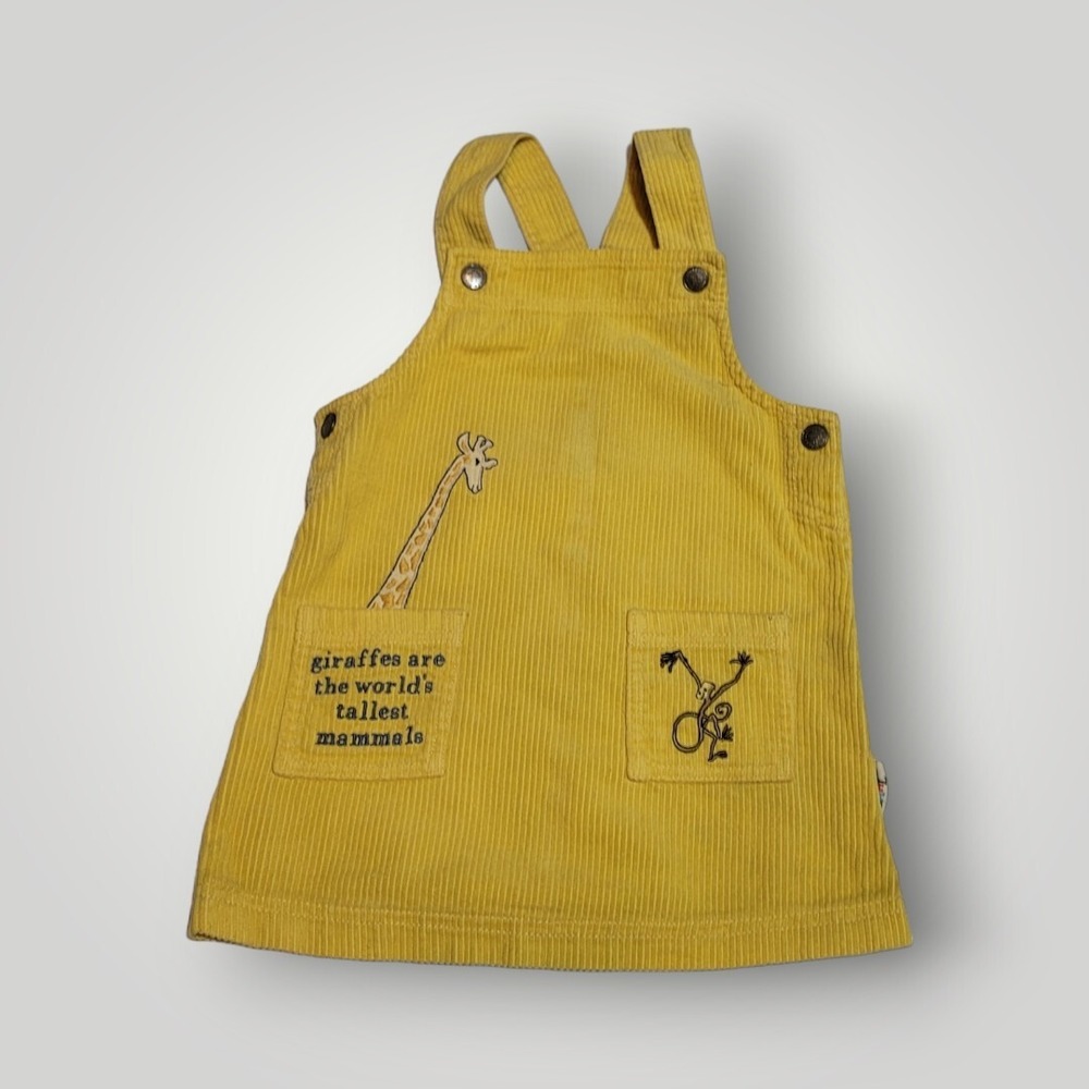 M&S Roald Dahl Natural History Museum Pinafore Dress Yellow Corduroy US Sz 3T
